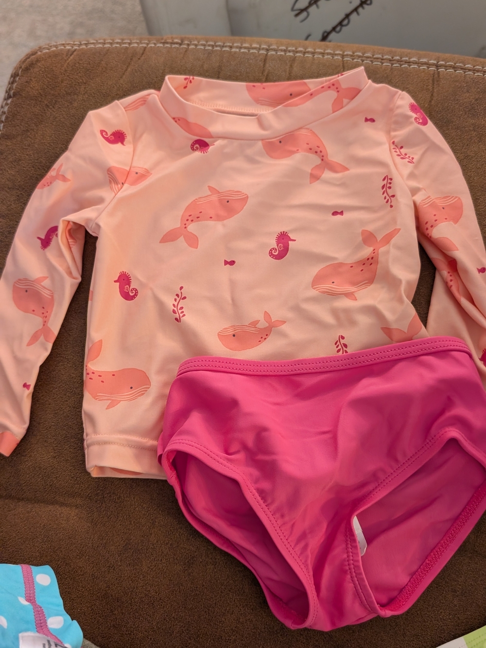 Carter's Pink Whale Print Rashguard Set with Hot Pink Bottoms